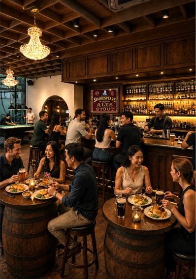 Inside The Shakespeare pub during a live match